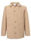 Lardini Textured Cotton Shirt With Functional Pockets In Beige