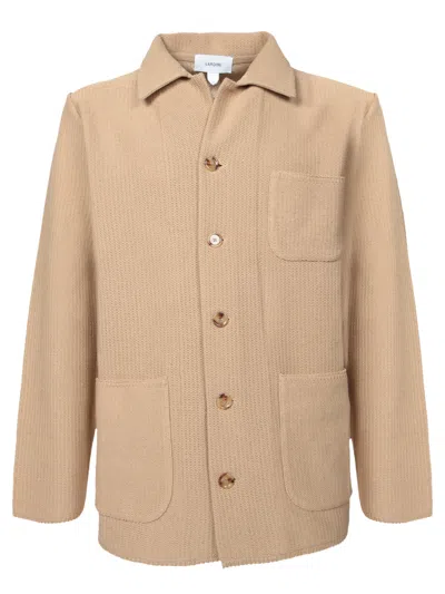 LARDINI BEIGE COTTON CREPE OVERSHIRT