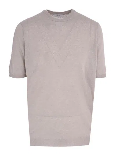 Lardini Beige Cotton Crew Neck Short Sleeve T-shirt In Nude