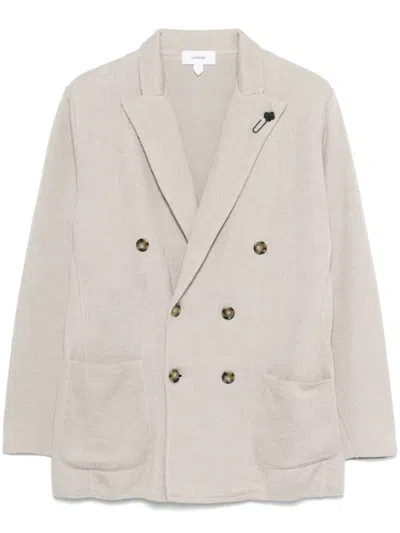 LARDINI BEIGE DOUBLE-BREASTED LINEN JACKET