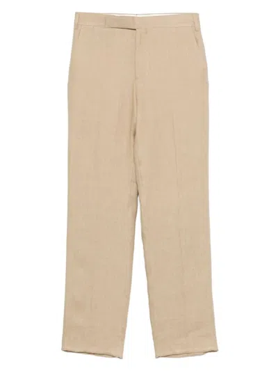 LARDINI BEIGE DROP TROUSERS WITH CONCEALED FASTENING AND TAILORED FINISH