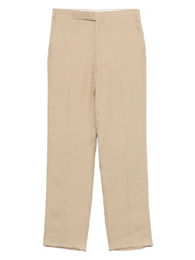 LARDINI LARDINI BEIGE DROP TROUSERS WITH CONCEALED FASTENING AND TAILORED FINISH