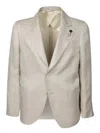 Lardini Beige Blazer With Intricate Lapel Pin In Beige