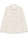 Lardini Light Beige Linen Shirt With Concealed Fastening In Neutral