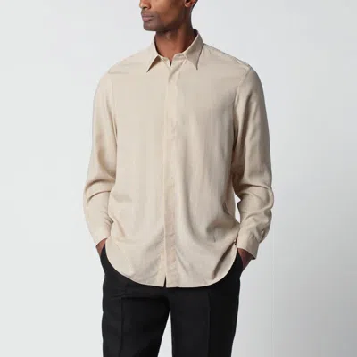 Lardini Beige Linen-blend Shirt In Neutral
