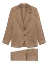 Lardini Camel Brown Cotton Blended Suit In Brown