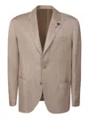 Lardini Beige Wool Twill Blazer With Notched Lapel In Beige
