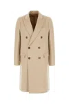 Lardini Double-breasted Wool Coat In Nude
