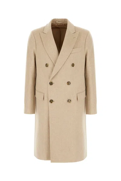 Lardini Beige Wool Coat In Nude