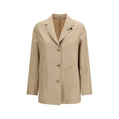 Lardini Beige Wool Oves Aries Full-length Jacket In Neutral