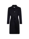 Lardini Belted Button-front Coat In Blue