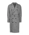 Lardini Double-breasted Coat With Textured Fabric In Gray
