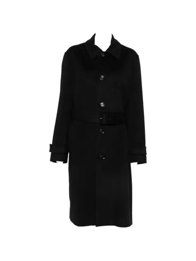 Lardini Belted Single-breasted Coat In Black