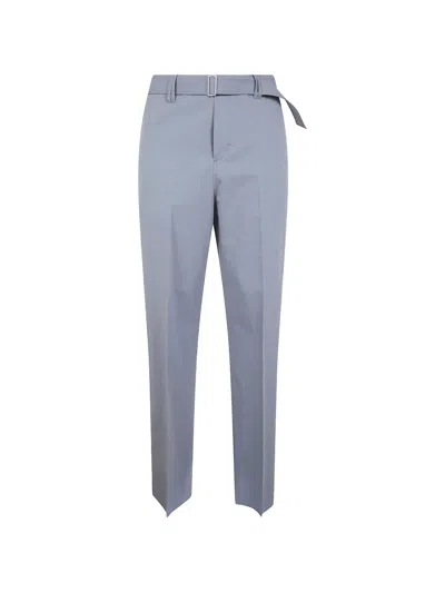 Lardini Silk Cotton Trousers Belt Detail In Blue