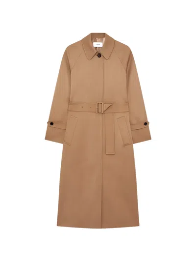 Lardini Belted Wool Trench Coat In Brown