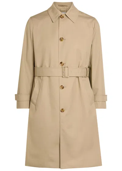 Lardini Belted Woven Trench Coat In Neutral