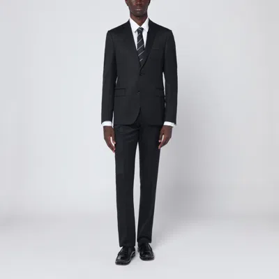 LARDINI LARDINI BLACK SINGLE BREASTED WOOL SUIT