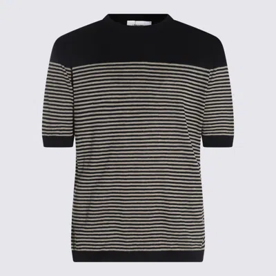 Lardini Black And White Linen T-shirt In Multicolour
