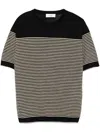Lardini Crew Neck Striped Pattern In Black/cream