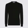 Lardini Crew Neck Long Sleeve Sweater With Ribbed Cuffs In Black