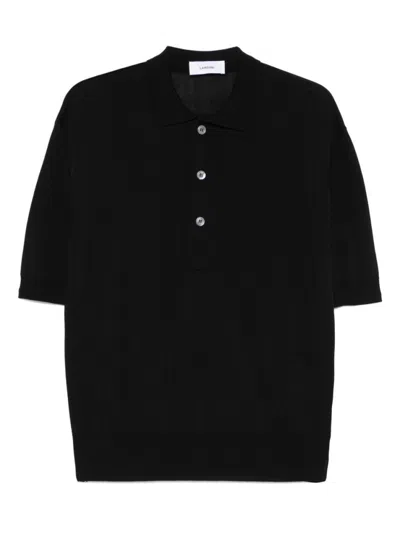 LARDINI BLACK COTTON BLENDED POLO