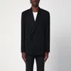 Lardini Structured Double Breasted Jacket With Notched Lapels In Black