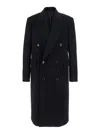 Lardini Black Double-breasted Coat With Peak Lapels In Wool Man In Black