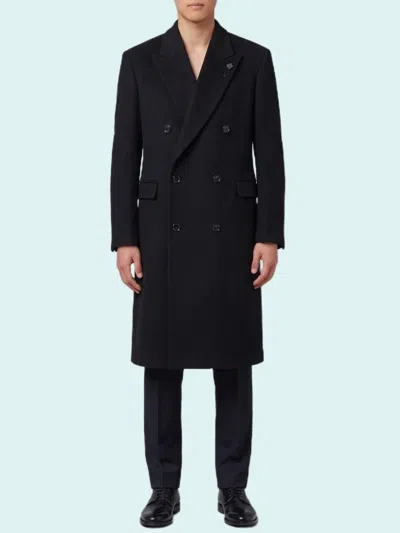 Lardini Notch-lapel Double-breasted Coat In Black
