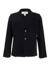 Lardini Black Jacket With Classic Lapels And Logo Pin Detail