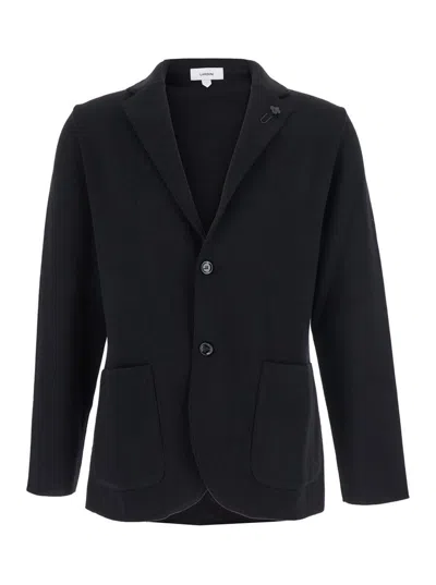 LARDINI BLACK JACKET WITH CLASSIC LAPELS AND BUTTON FASTENING IN COTTON MAN
