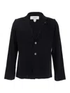 Lardini Black Jacket With Classic Lapels And Logo Pin Detail In Black