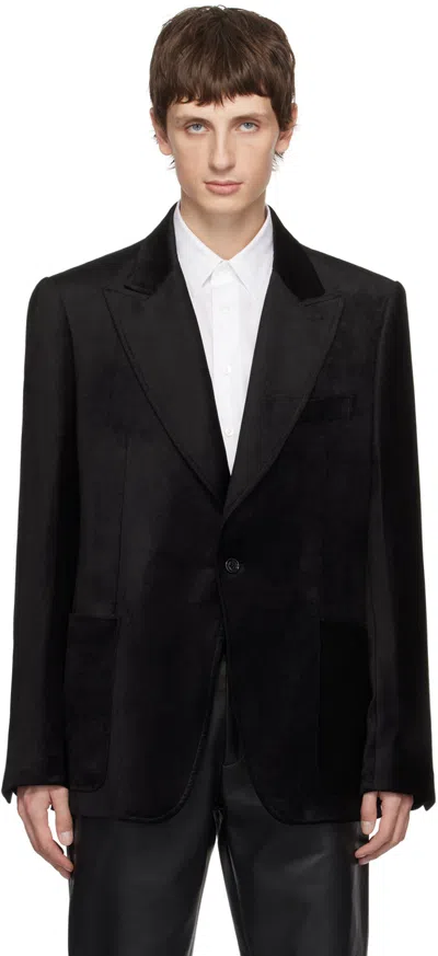 Lardini Black Peaked Lapel Blazer In 999 Black