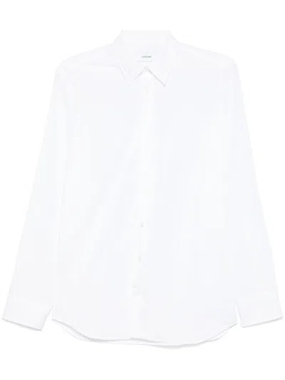 Lardini Black Shirt With Pointed Collar And Design In White