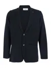 Lardini Black Single-breasted Jacket With Notched Revers And Floral Pin Detail On The Front In Wool Man In Black