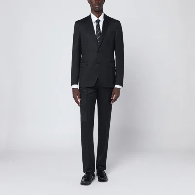 LARDINI LARDINI  BLACK SINGLE-BREASTED WOOL SUIT