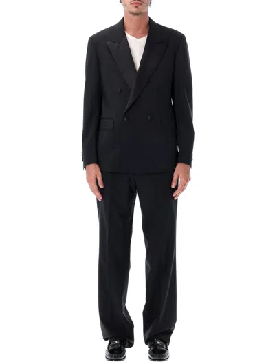 Lardini Black Two-piece Double-breasted Wool-blend Smoking Suit