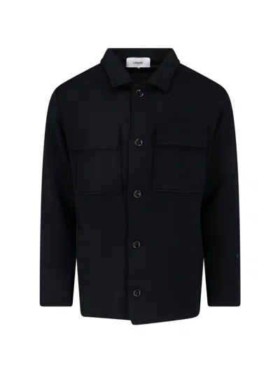 Lardini Black Virgin Wool Buttoned Shirt In Multi