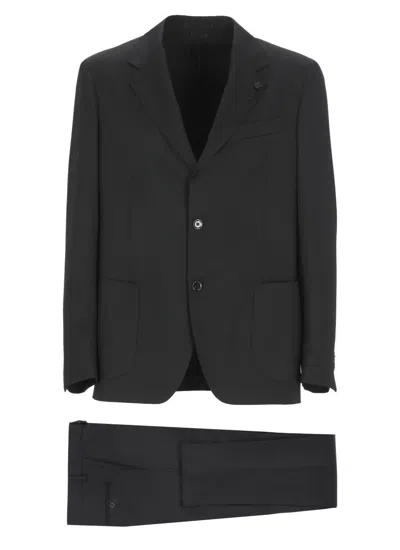 LARDINI LARDINI BLACK VIRGIN WOOL SUIT