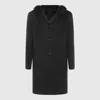 Lardini Hooded Button-down Coat In Black