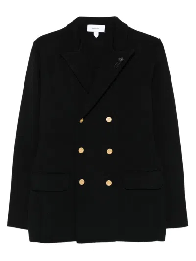 Lardini Black Wool Knit Double-breasted Jacket