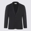 Lardini Black Single-breasted Jacket With Notched Revers And Floral Pin Detail On The Front In Wool Man In Black