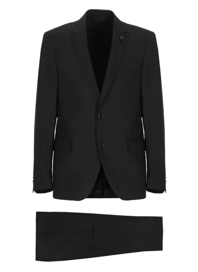 Lardini Black Wool Suit