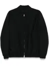 Lardini Black Zip-up Sweater With Classic Collar In Black