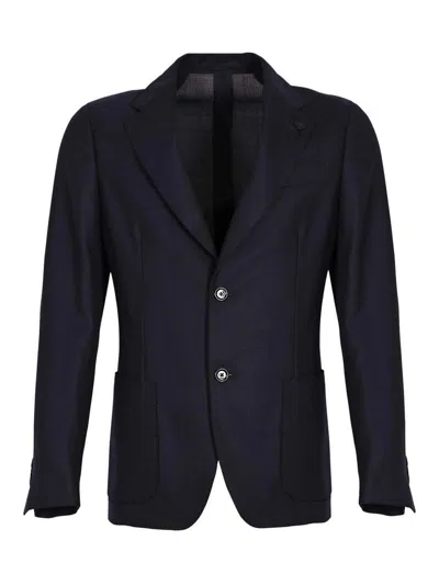 Lardini Roma Mens Jacket In Virgin Wool In Blue