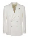 Lardini Double-breasted Textured Blazer With Peak Lapels In White