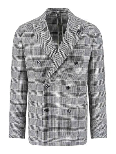 Lardini Double-breasted Blazer In Gray