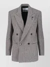 Lardini Double-breasted Houndstooth Blazer With Metal Logo Detail In Gray