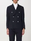 Lardini Roma Double-breasted Jacket In Wool Blend In Blue