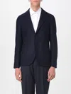 Lardini Single Breasted Wool Blend Jacket With Flap Pockets In Blue