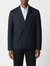 Lardini Iconic Double-breasted Virgin Wool Suit Jacket For Men In Blue